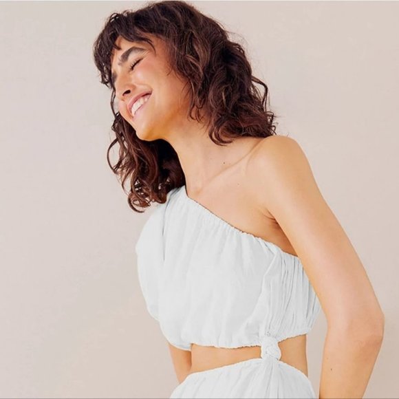 NWT! FARM Rio Off-White One Shoulder bridal resort Dress Size Medium - Picture 5 of 13